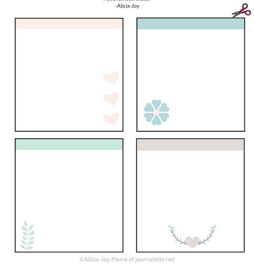 image of diy journaling cards with square borders