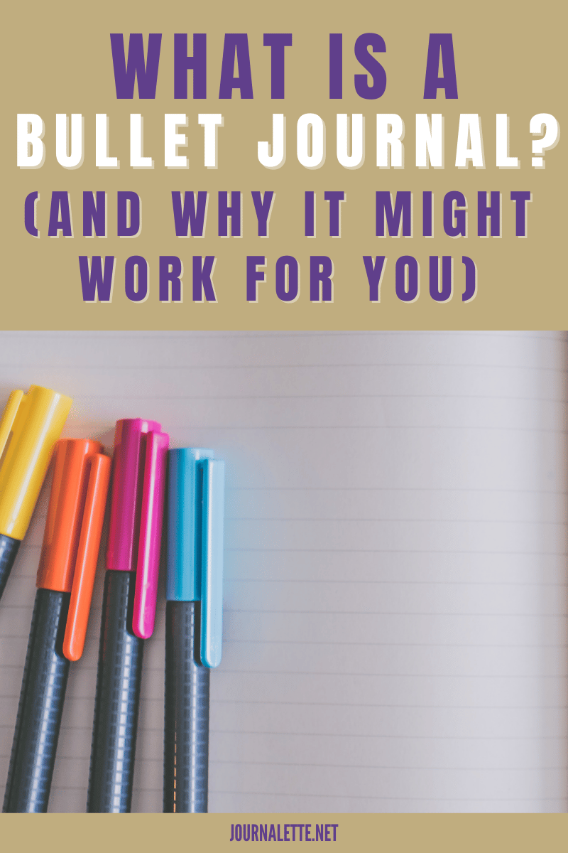 image of blank journal with text box which reads what is a bullet journal and why it might work for you