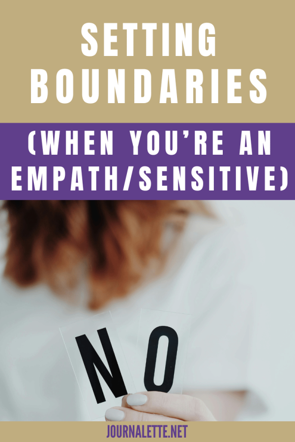 text box which reads setting boundaries when you're an empath or hsp highly sensitive person